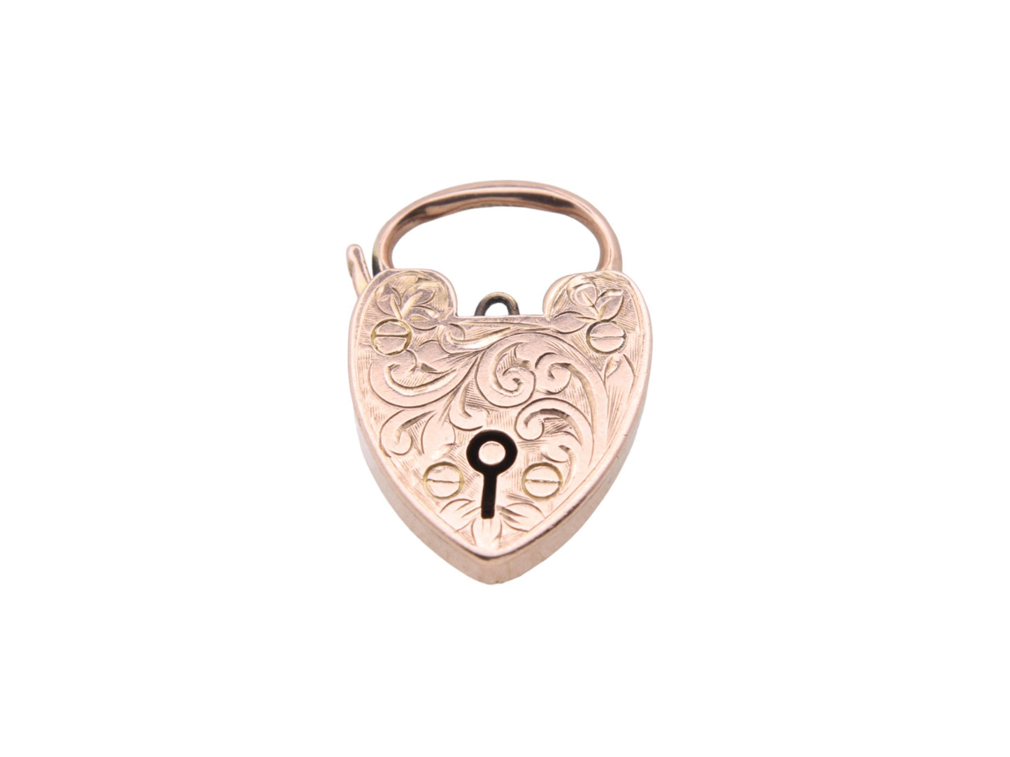 Antique 9ct Gold Engraved Padlock Pendant