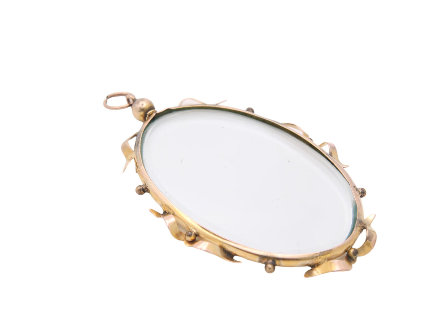 Antique Edwardian 9ct Gold Glass Locket Pendant