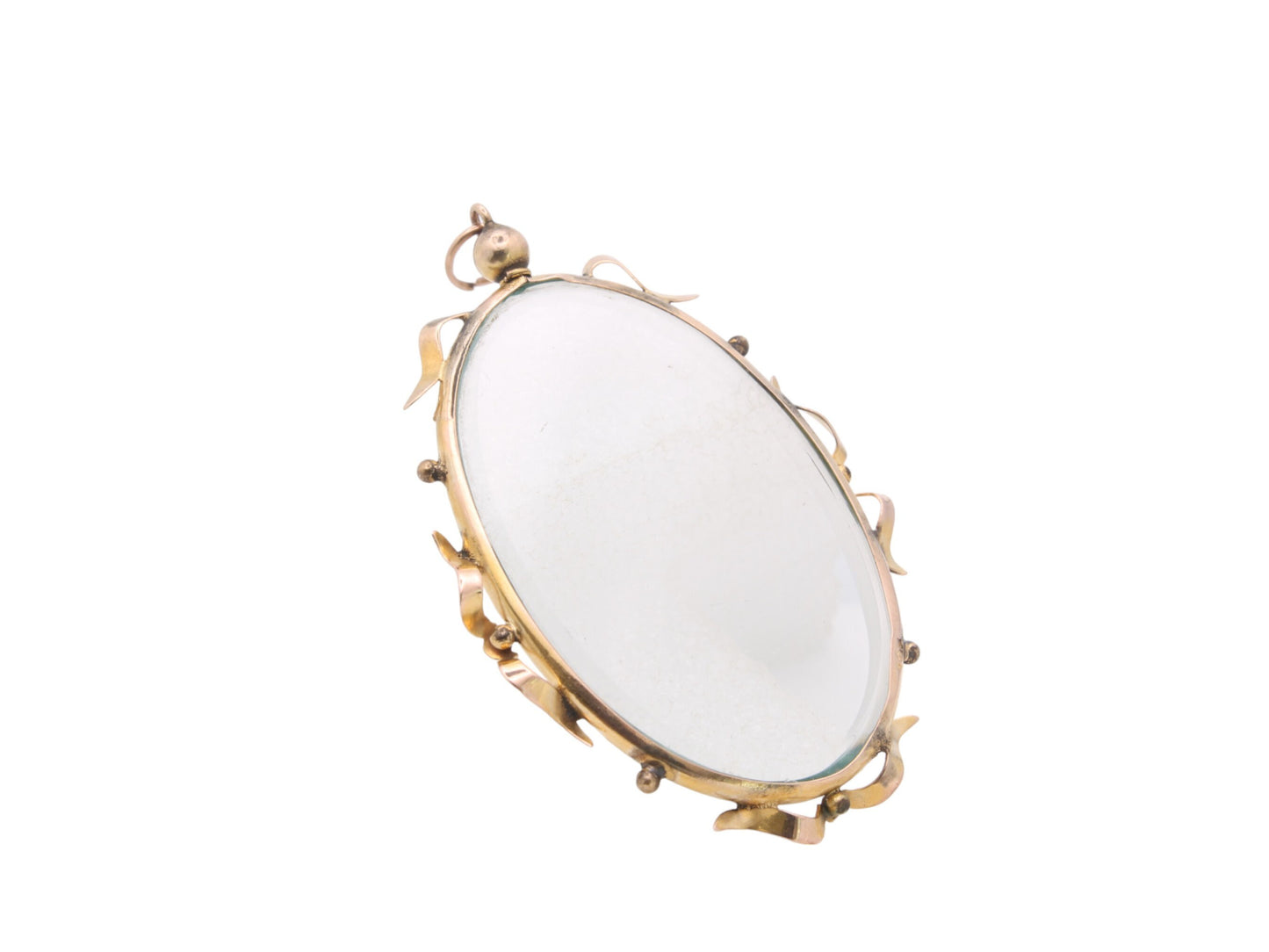 Antique Edwardian 9ct Gold Glass Locket Pendant