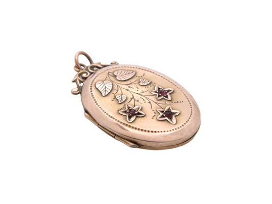 Antique Edwardian 9ct Gold Floral Paste Locket