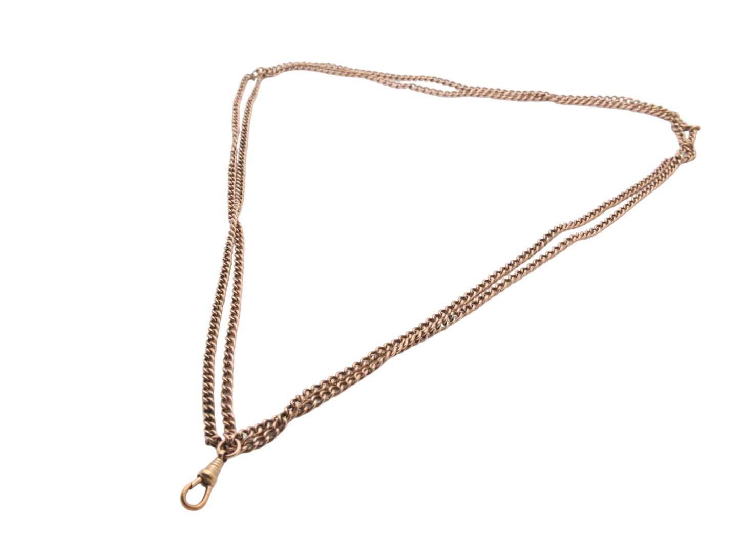 Antique Victorian 9ct Rolled Rose Gold Long Guard Necklace 53"