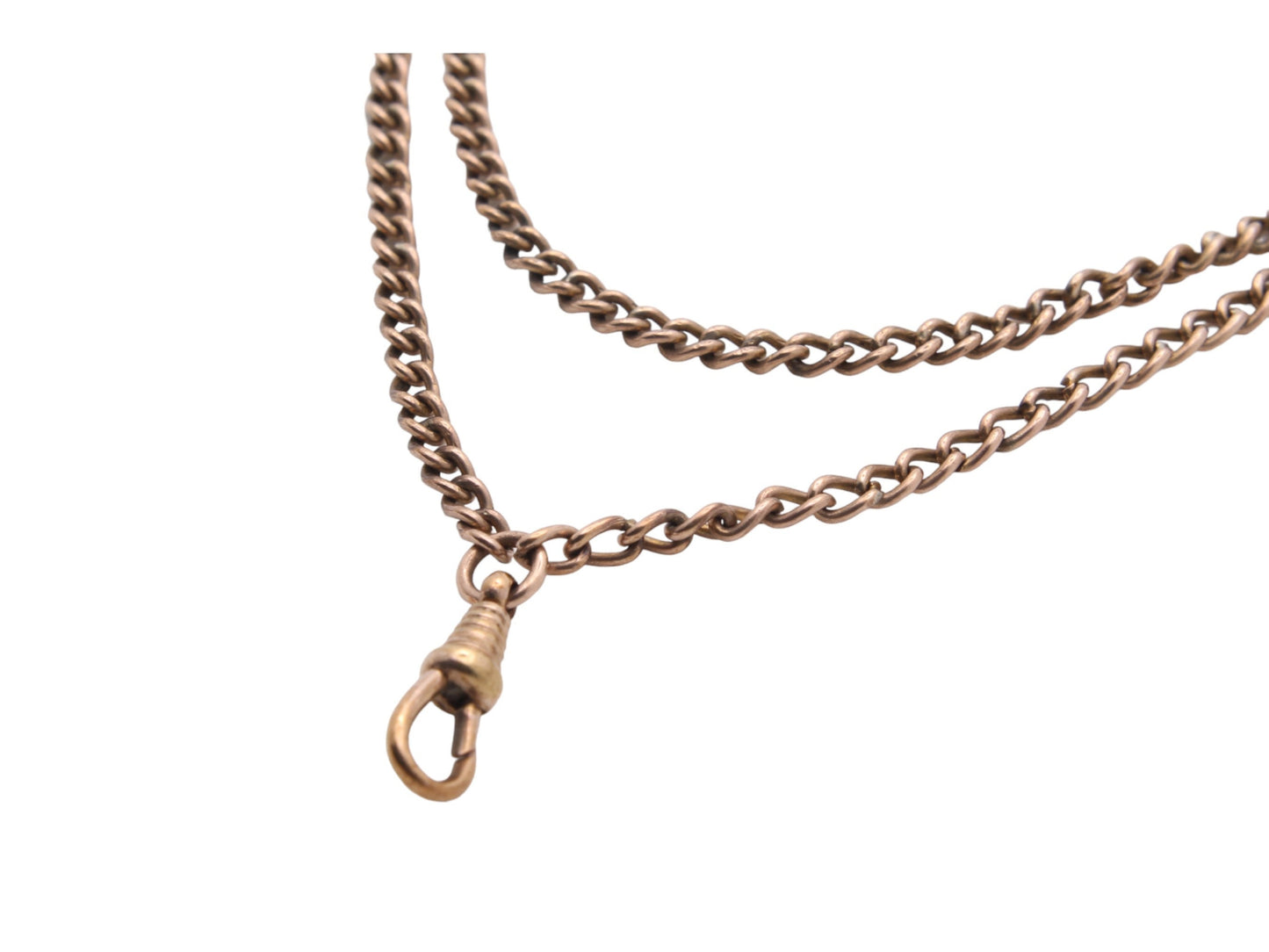 Antique Victorian 9ct Rolled Rose Gold Long Guard Necklace 53"