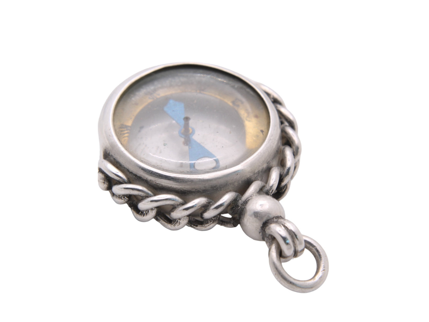 Antique-Sterling-Silver-Compass-Pendant-Fob