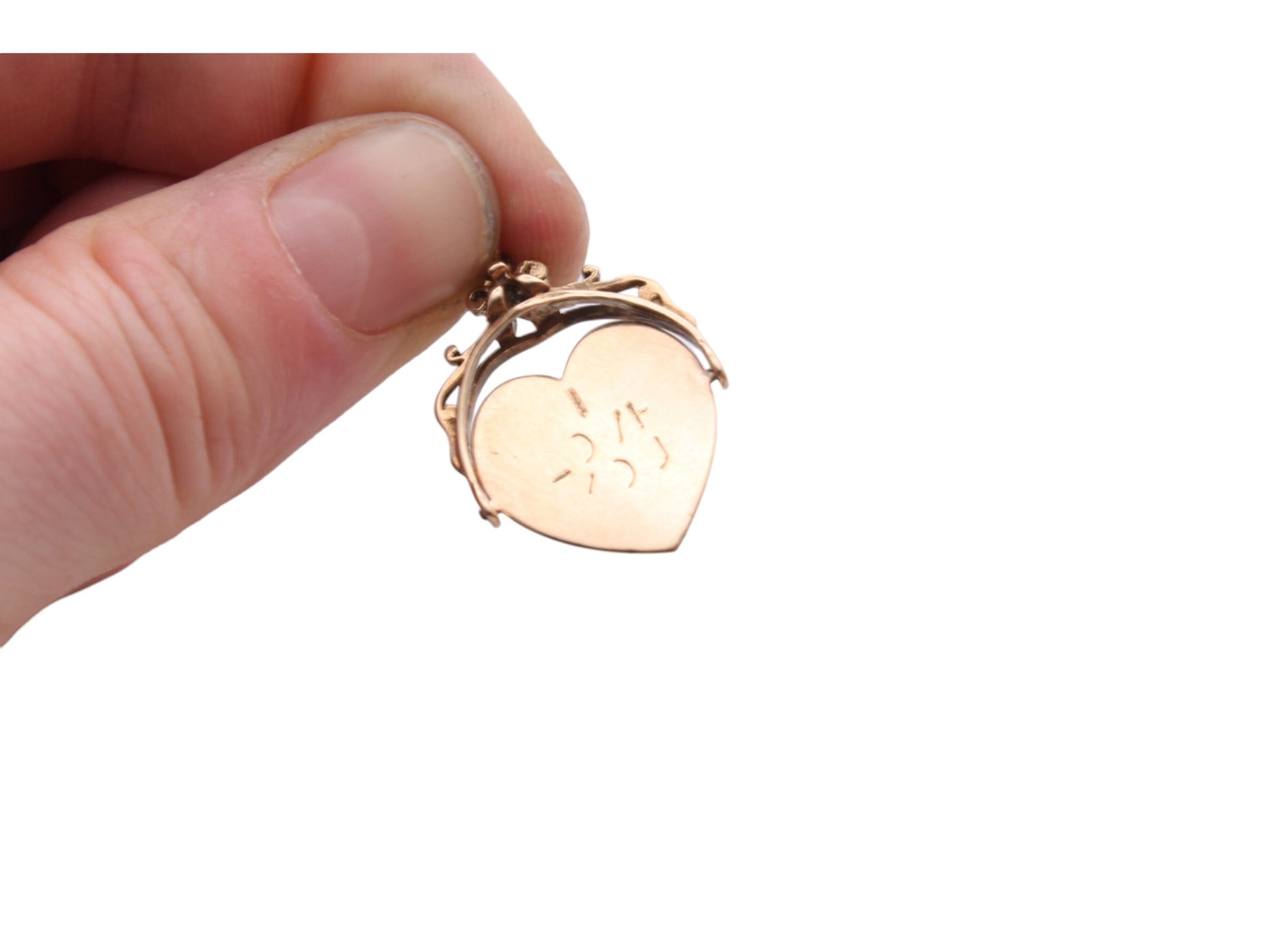 Vintage-9ct-Gold-'I-Love-You'-Spinning-Heart-Charm-Pendant