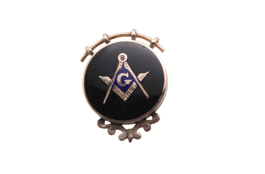 Antique 9ct Gold Masonic Enamel Brooch Pin