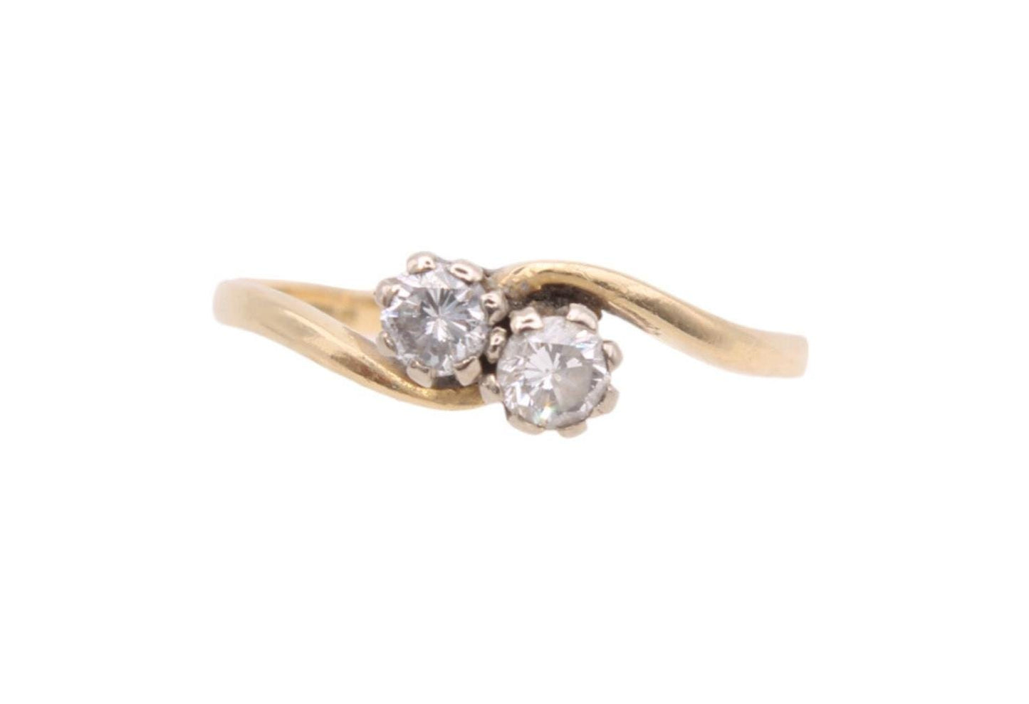 Vintage 18ct Yellow Gold Toi et Moi Diamond Ring, .2CTW