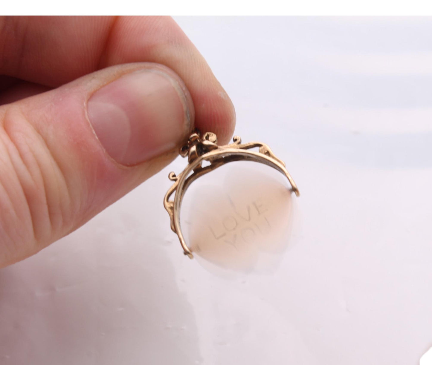 Vintage 9ct Gold 'I Love You' Spinning Heart Charm Pendant