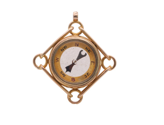 Antique 9ct Gold Compass Pendant Fob