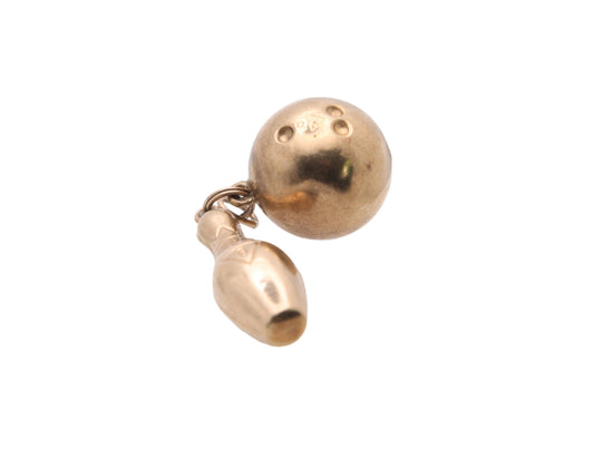 Vintage 9ct Gold Bowling Ball & Pin Charm