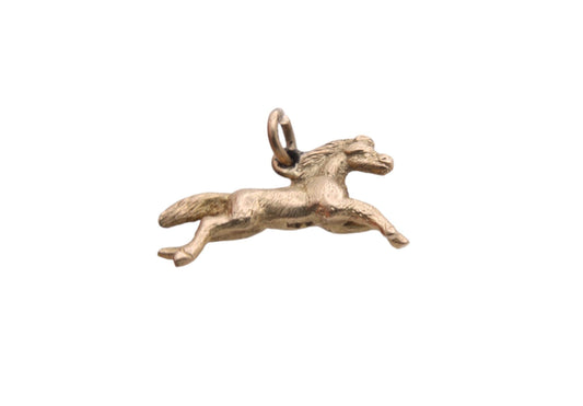 Antique 9ct Gold Horse Charm Pendant