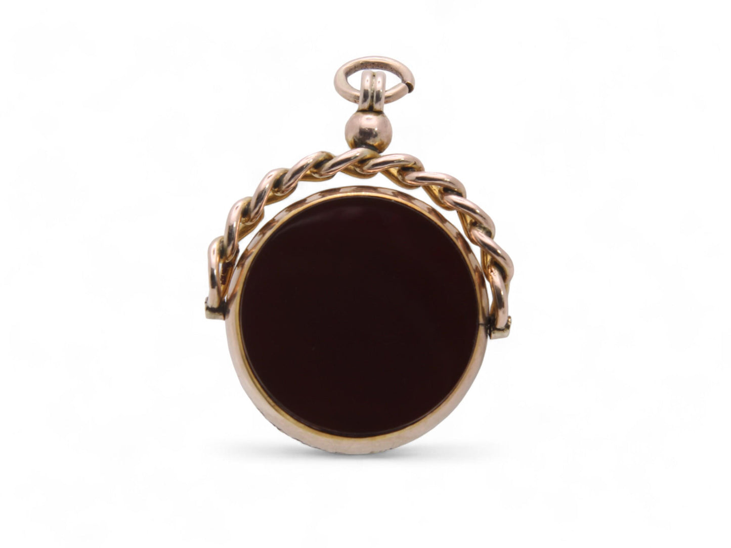 Antique 9ct Gold Bloodstone Carnelian Spinner Pendant, 1892