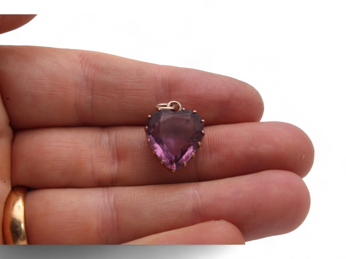 Antique 9ct Gold Amethyst Heart Pendant