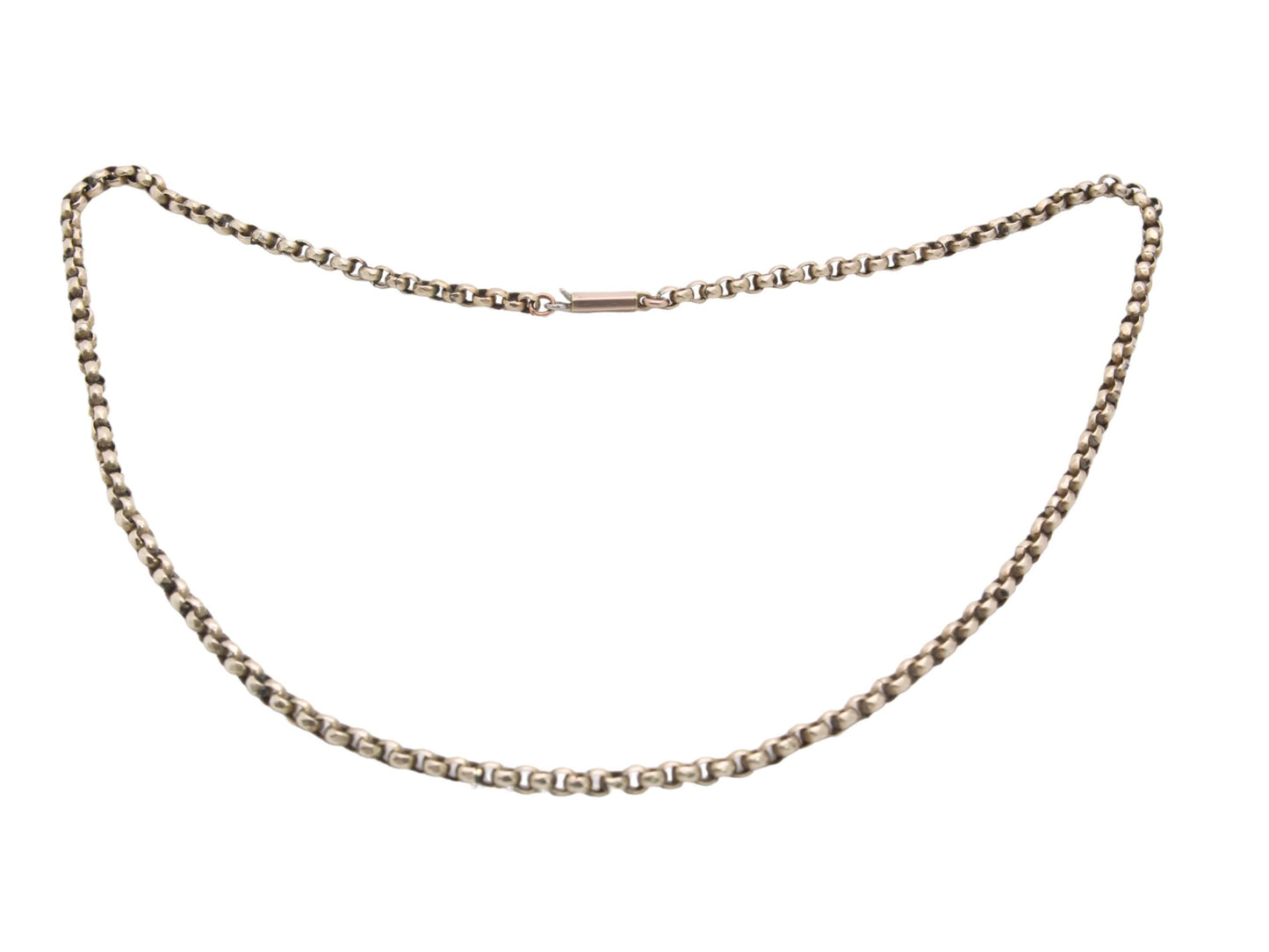 Antique 9ct Yellow Gold Faceted Belcher Link Necklace, 16"