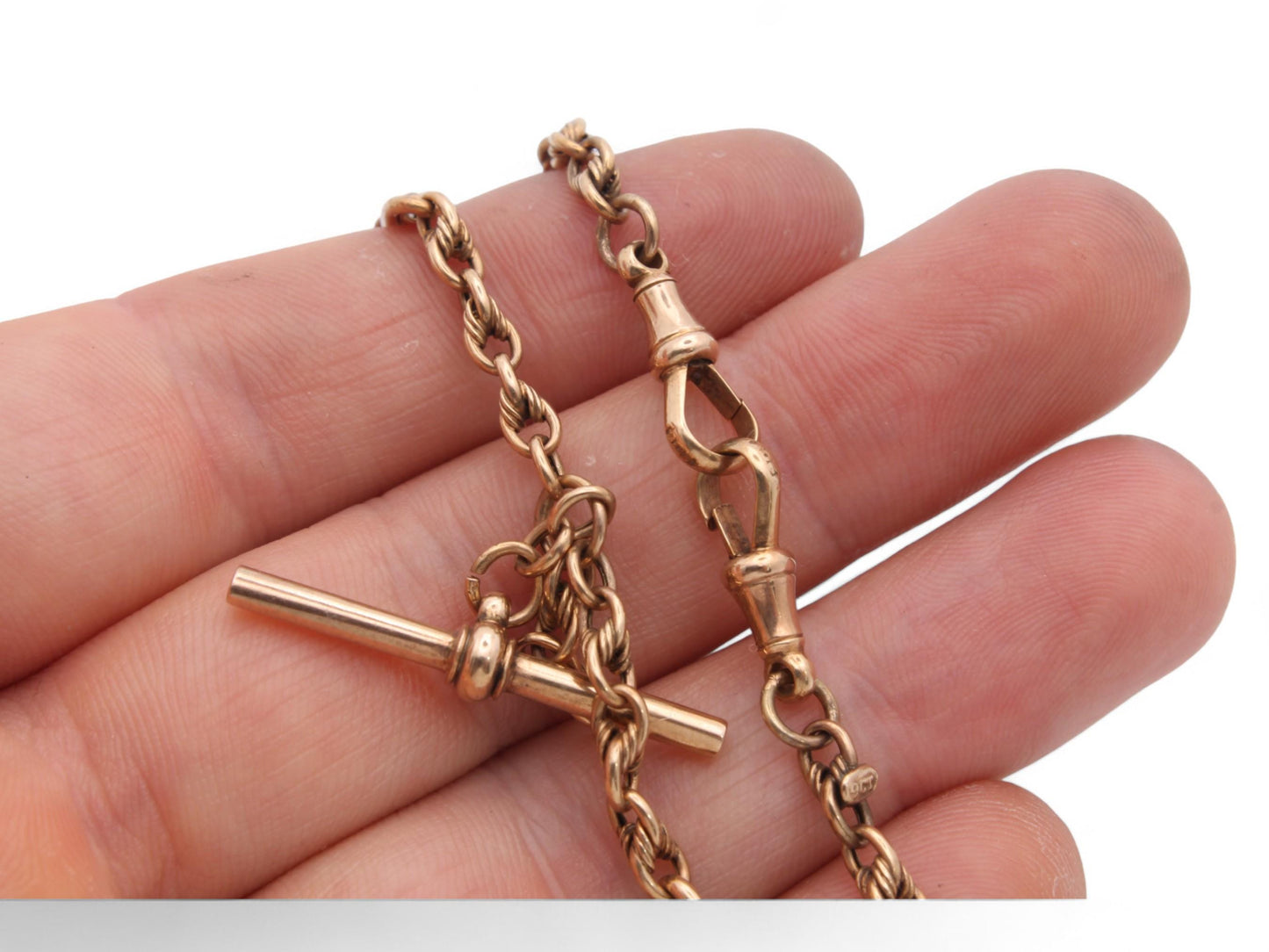 Antique 9ct Gold Trombone Lovers Knot Link Albert Watch Chain, 13.5"