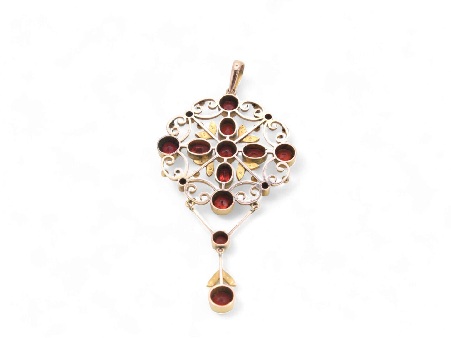 Antique Edwardian 9ct Gold Garnet & Pearl Pendant