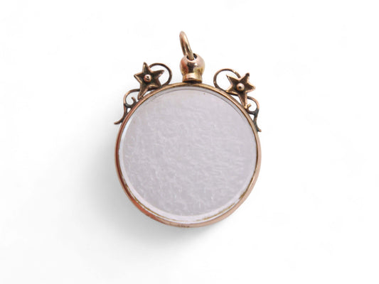 Antique Edwardian 9ct Gold Ivy Glass Locket Pendant