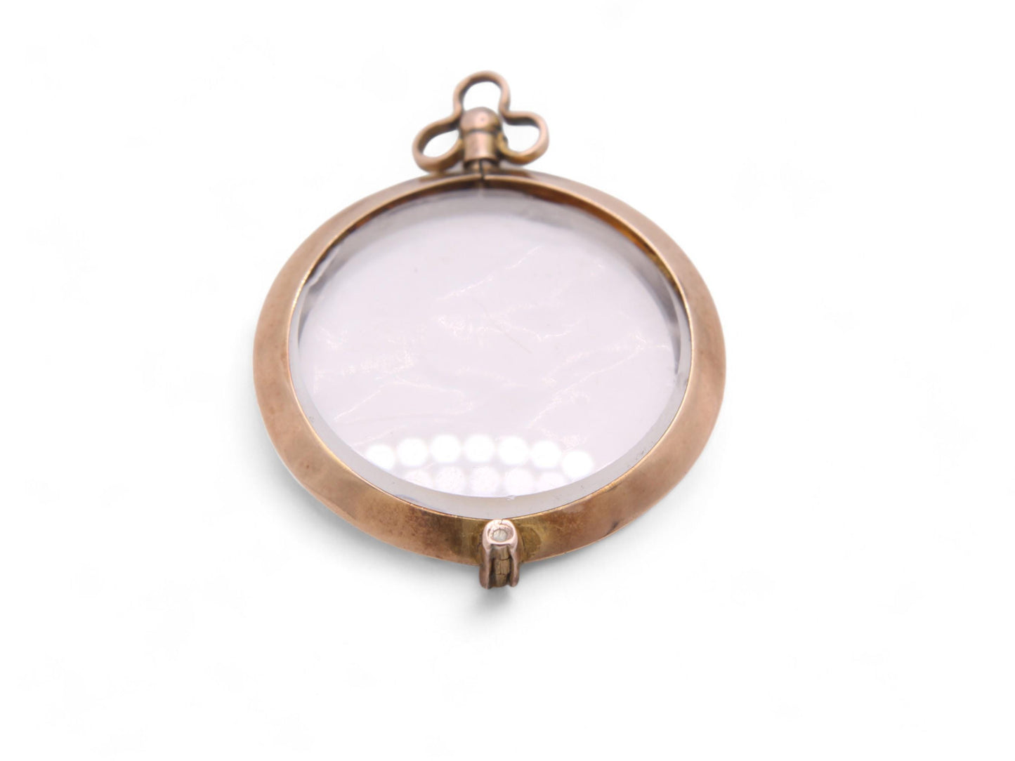 Antique 9ct Gold Glass Photo Locket Pendant