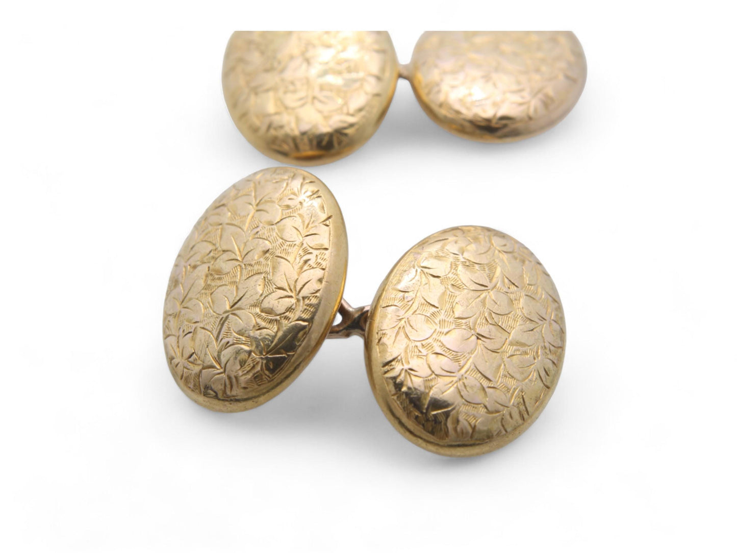 Antique 15ct Yellow Gold Ivy Chased Cufflinks