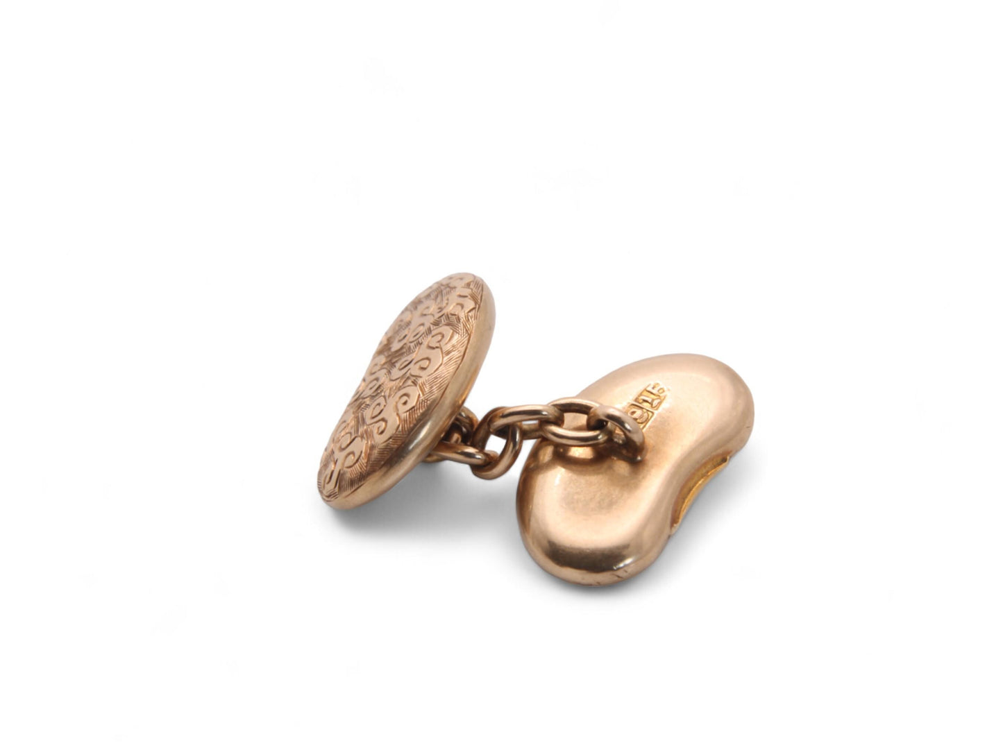 Antique 15ct Gold Chased Lucky Kidney Bean Cufflinks