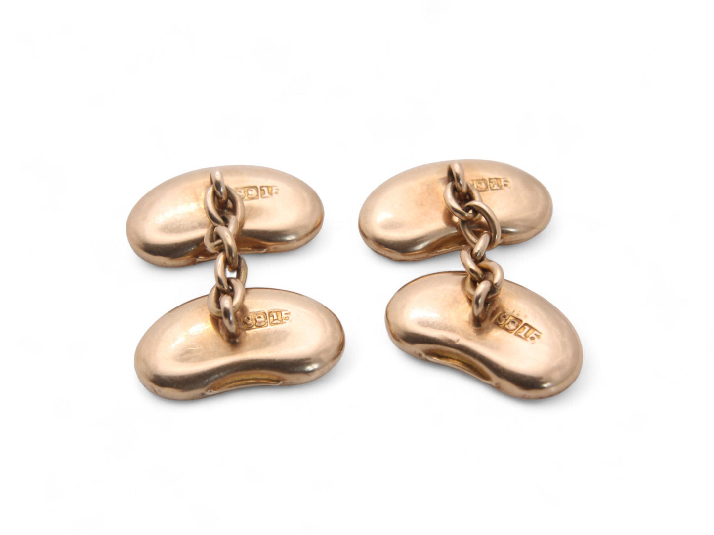 Antique 15ct Gold Chased Lucky Kidney Bean Cufflinks