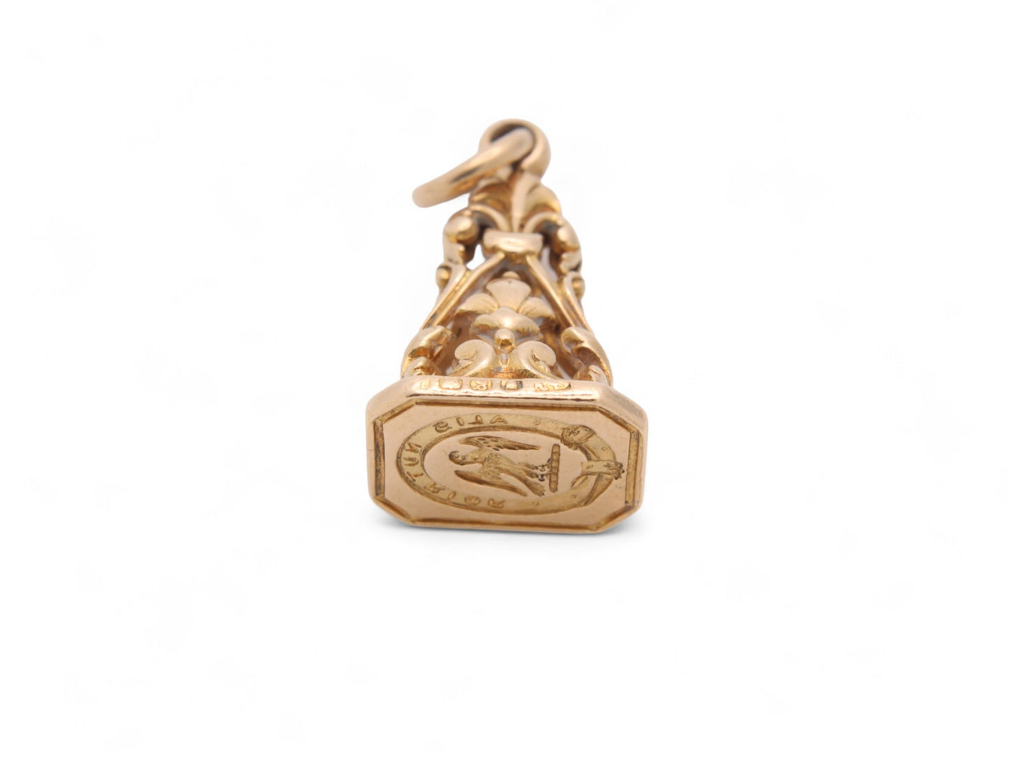 Antique Georgian 18ct Gold Intaglio Crest Falcon "I am fed by my wings" Pendant