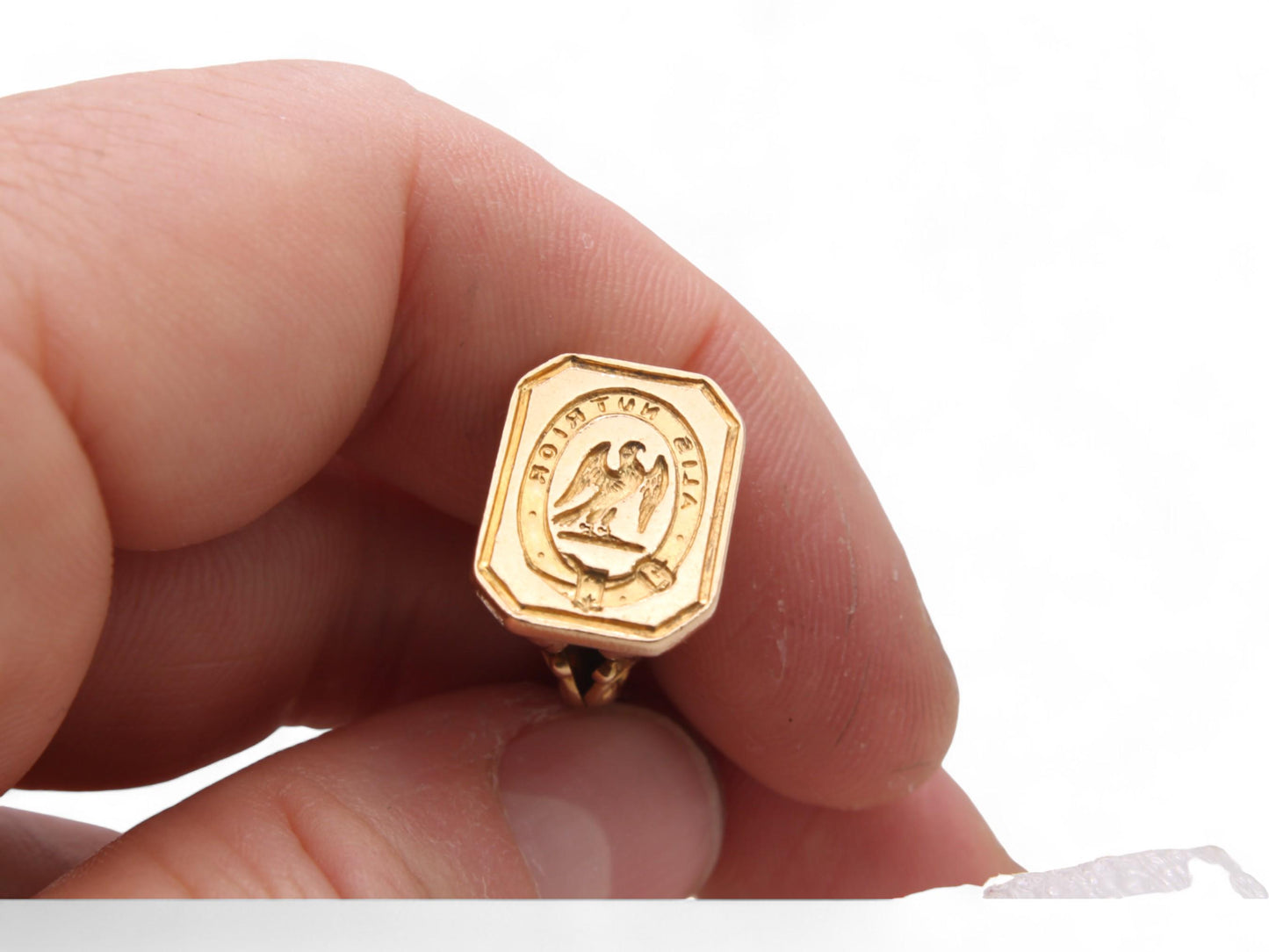 Antique Georgian 18ct Gold Intaglio Crest Falcon "I am fed by my wings" Pendant