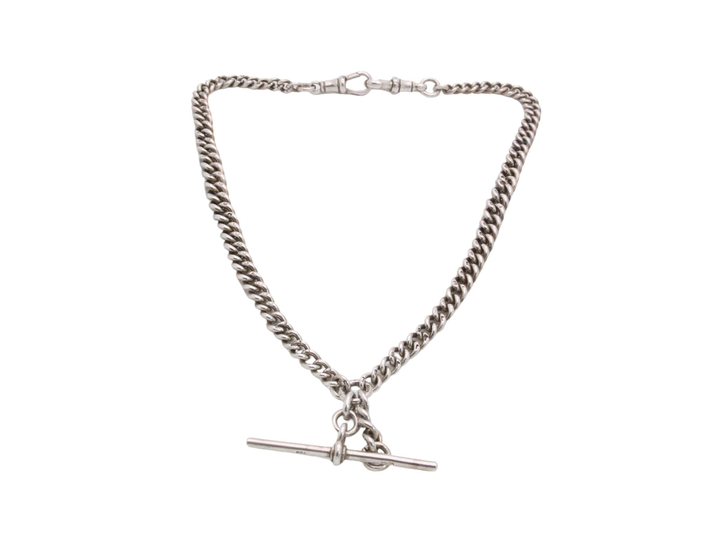 Antique Sterling Silver Graduated Double Albert Chain, 15.75"