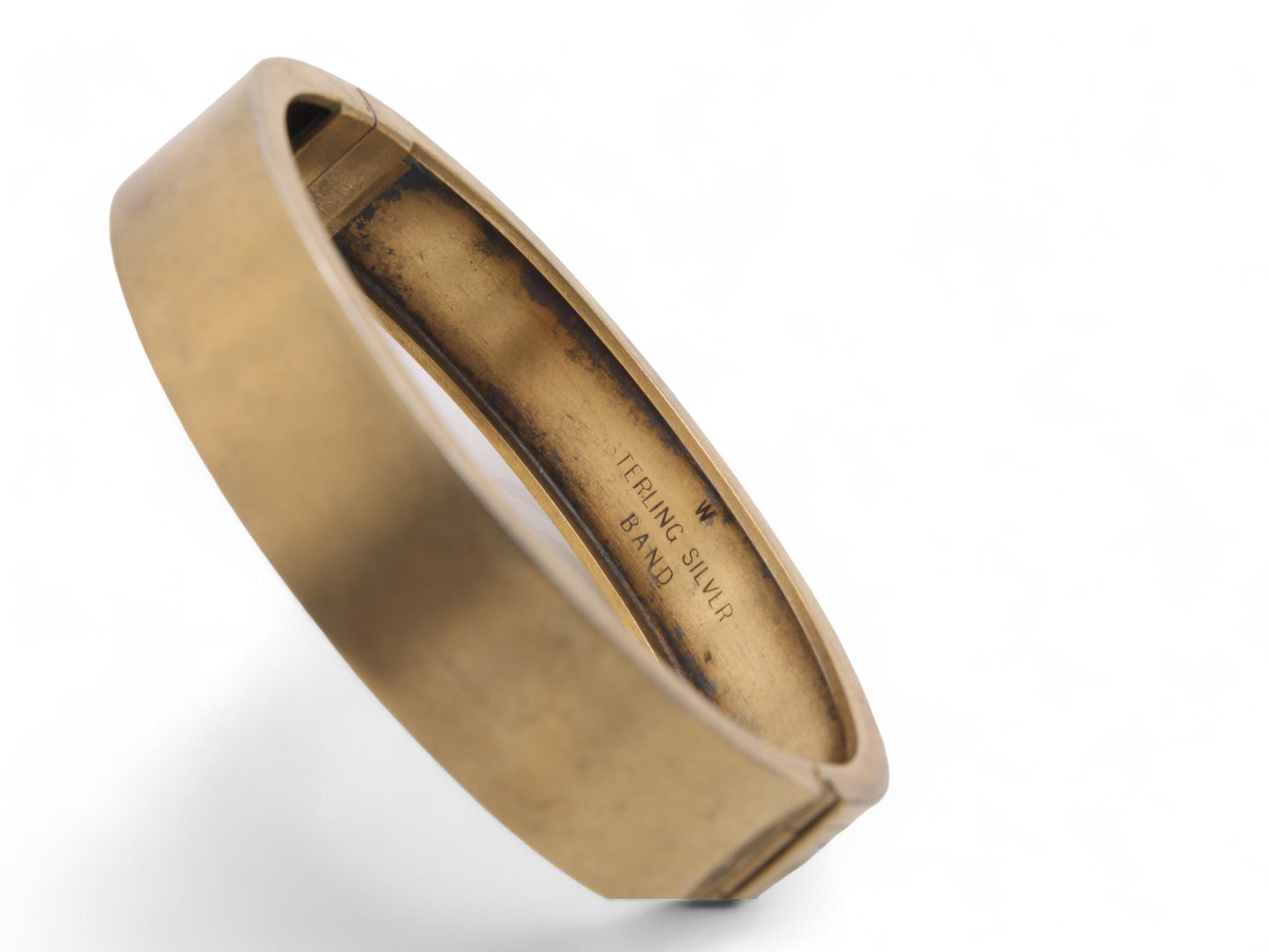 Antique Sterling Silver Guilt Swallow Bangle