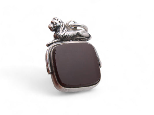 Antique Silver Lion Mounted Spinner Pendant, 1876