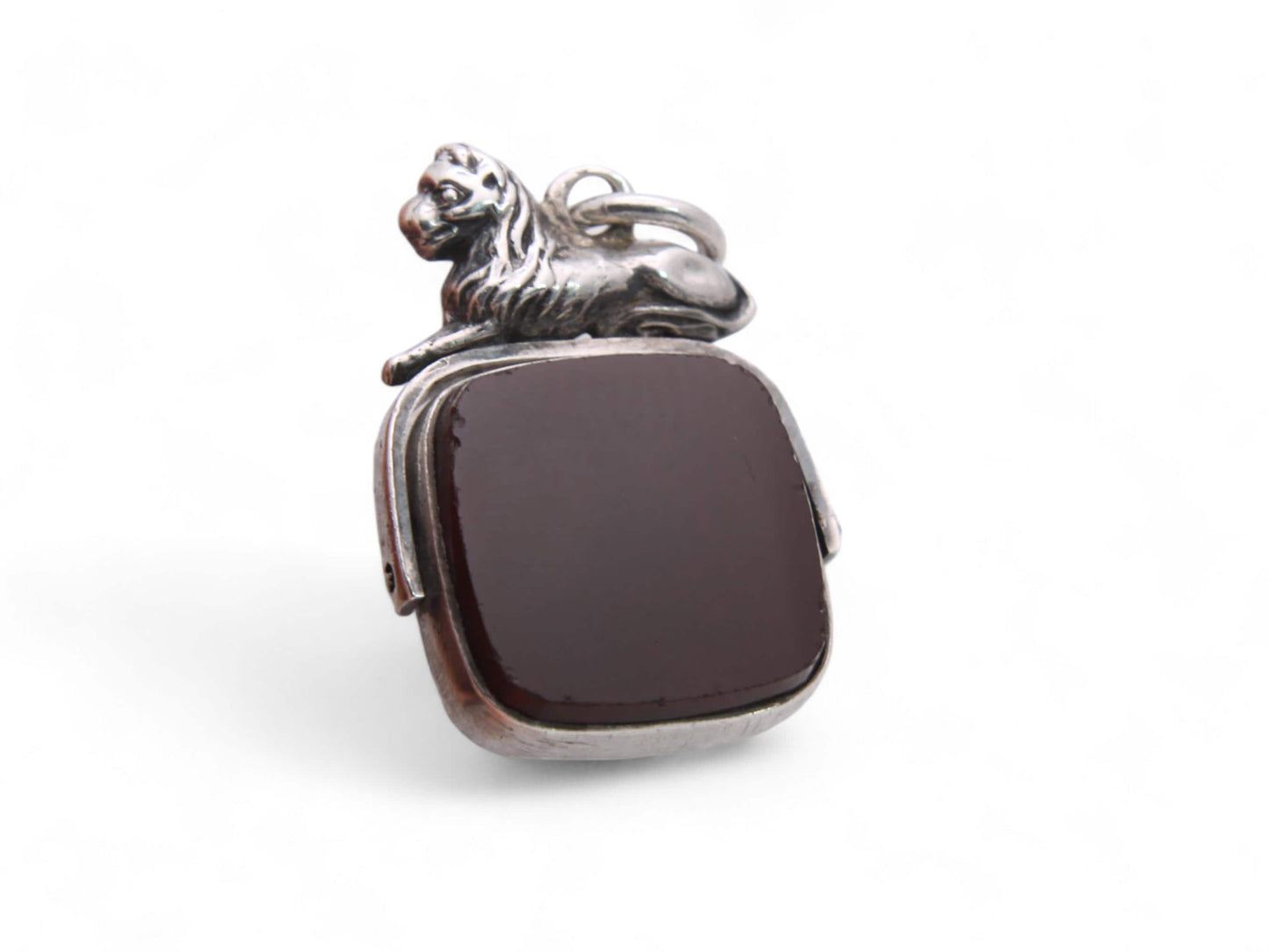 Antique Silver Lion Mounted Spinner Pendant, 1876