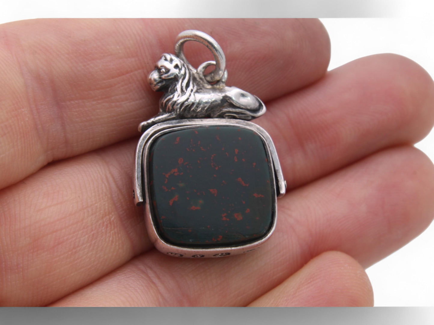 Antique Silver Lion Mounted Spinner Pendant, 1876