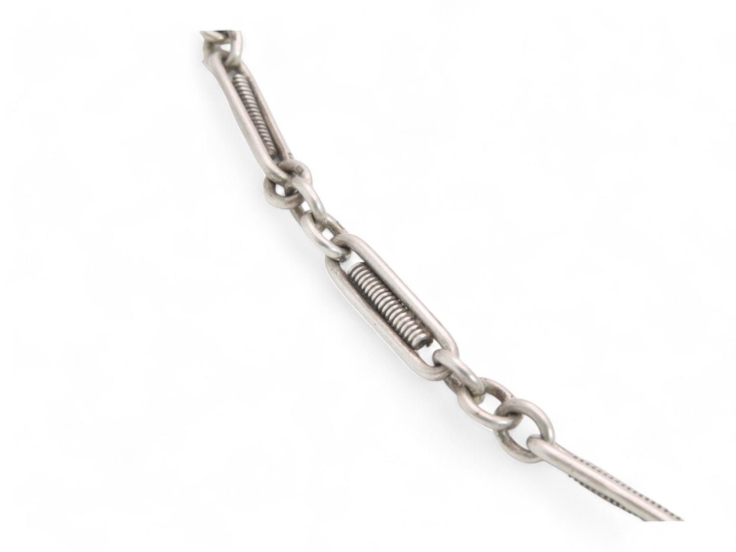 Antique Sterling Silver Trombone Link Albert Chain, 16.5"