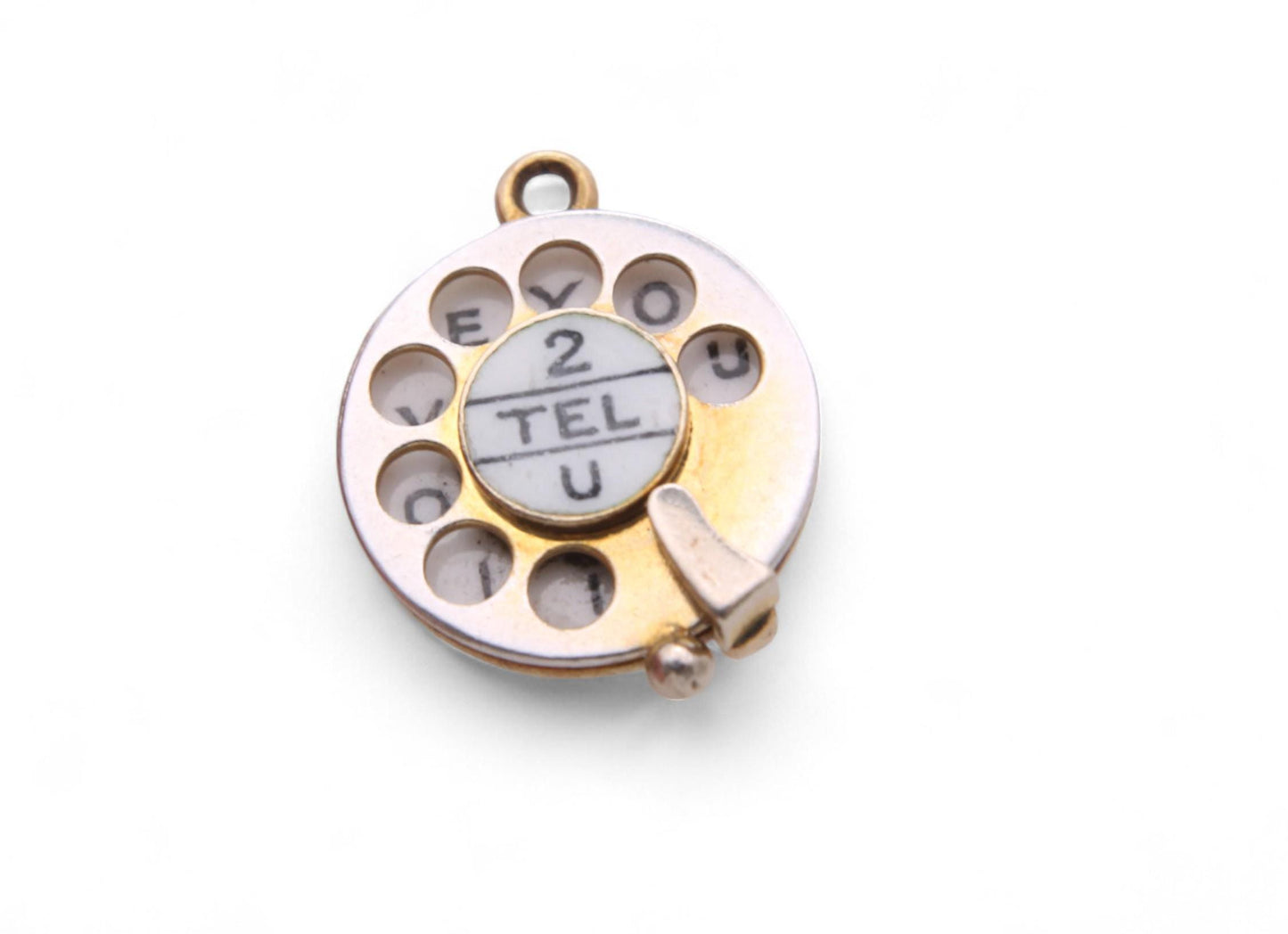 Vintage 9ct Gold 'I Love You' Moving Telephone Dial Charm