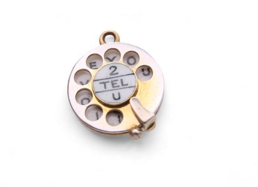 Vintage 9ct Gold 'I Love You' Moving Telephone Dial Charm