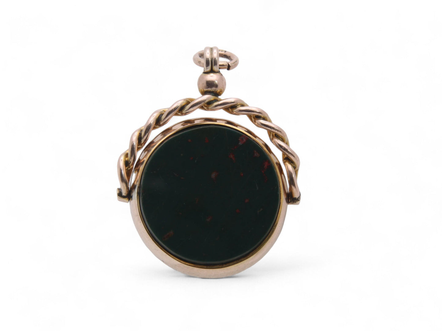 Antique 9ct Gold Bloodstone Carnelian Spinner Pendant, 1892