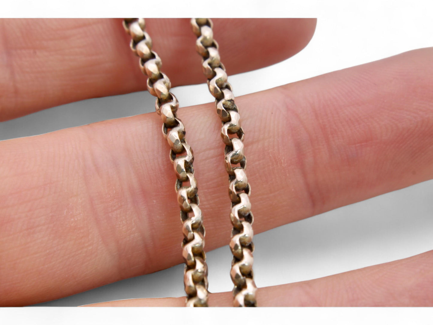 Antique 9ct Yellow Gold Faceted Belcher Link Necklace, 16"