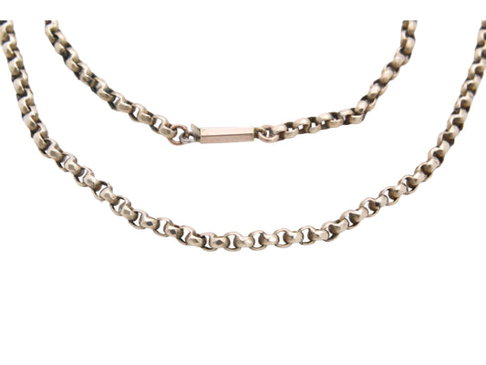 Antique 9ct Yellow Gold Faceted Belcher Link Necklace, 16"