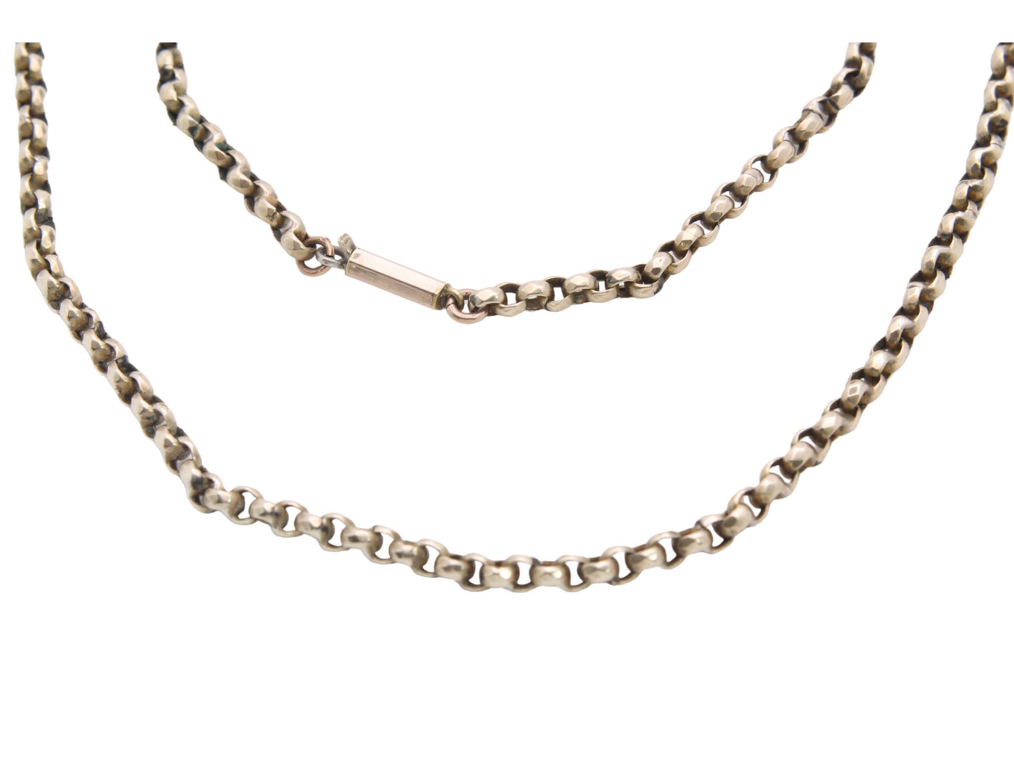 Antique 9ct Yellow Gold Faceted Belcher Link Necklace, 16"
