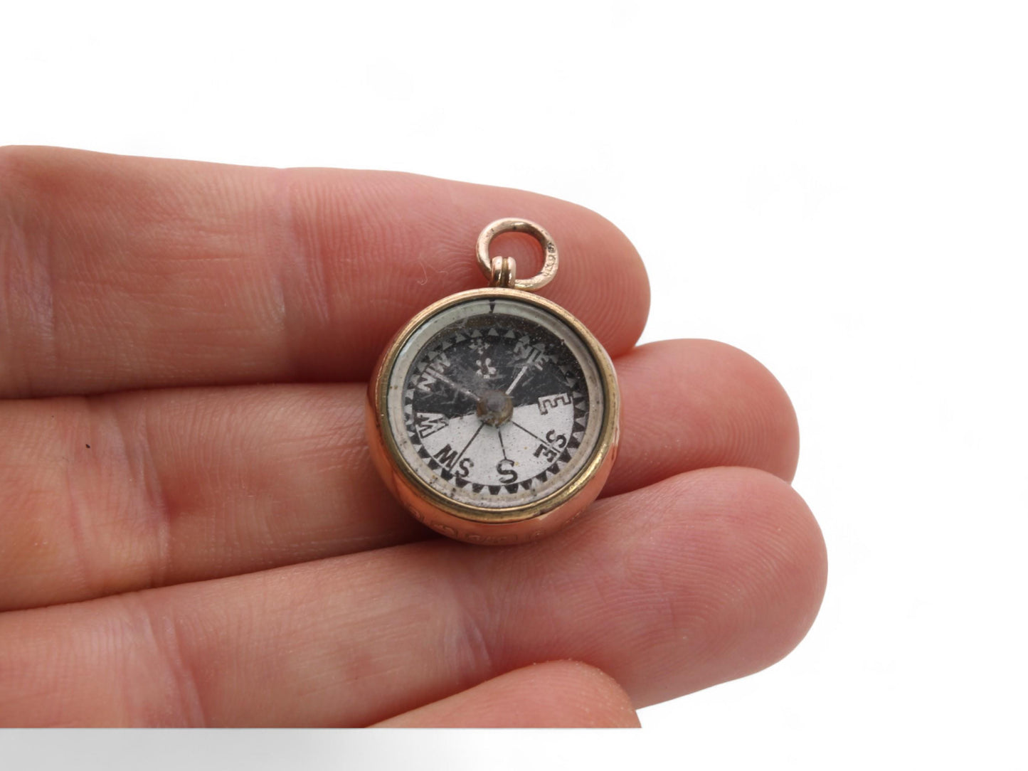 Antique 9ct Gold Bloodstone Compass Pendant Fob