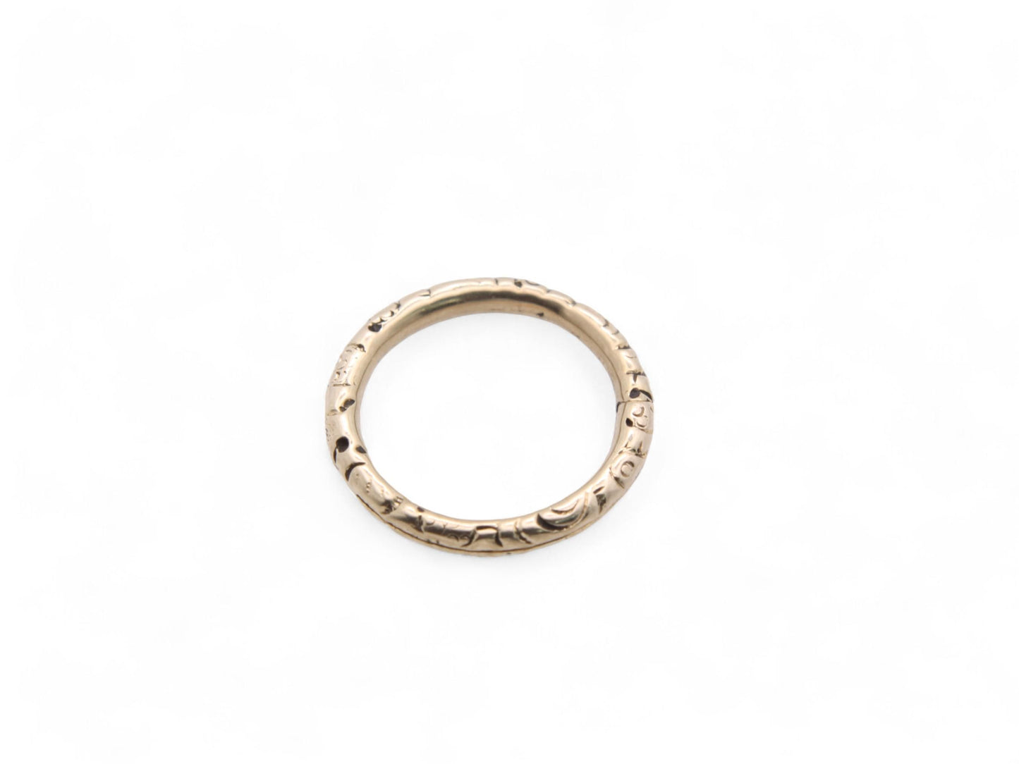 Antique Victorian 15ct Gold Chased Split Ring, 15mm