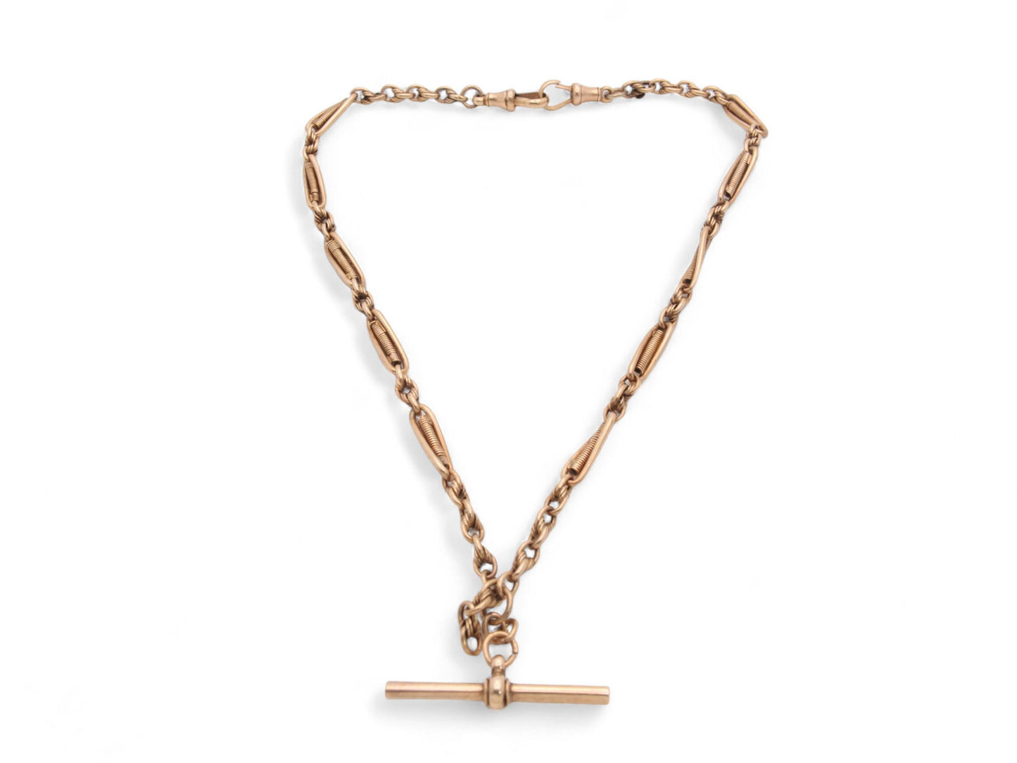 Antique 9ct Gold Trombone Lovers Knot Link Albert Watch Chain, 13.5"