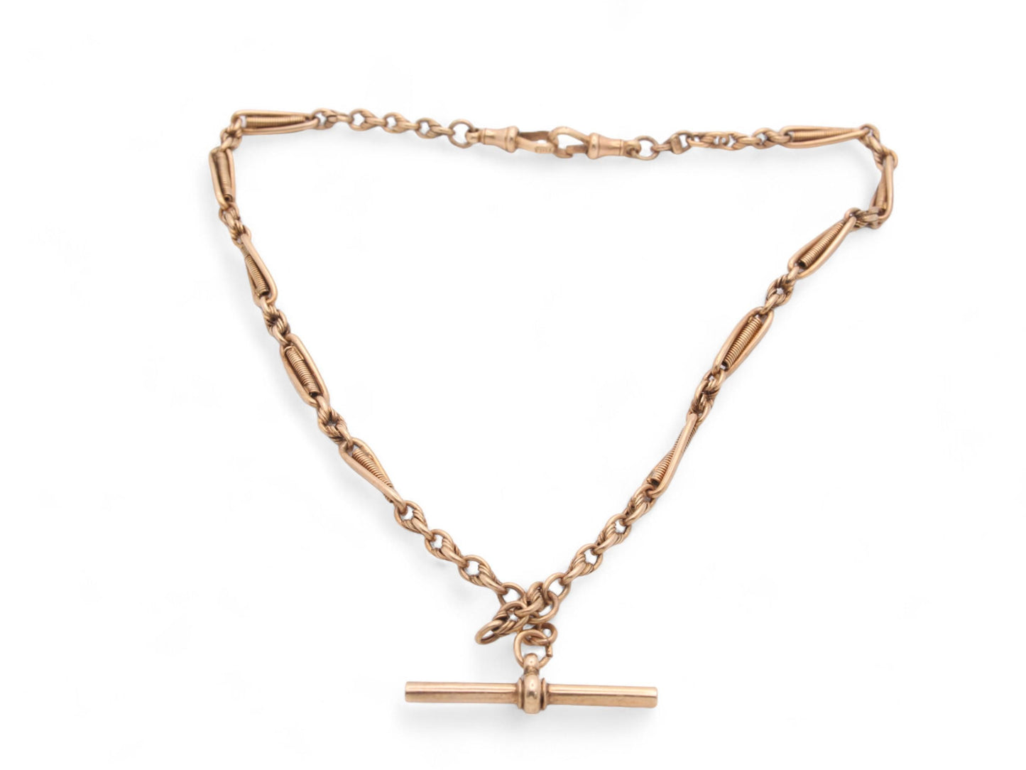 Antique 9ct Gold Trombone Lovers Knot Link Albert Watch Chain, 13.5"