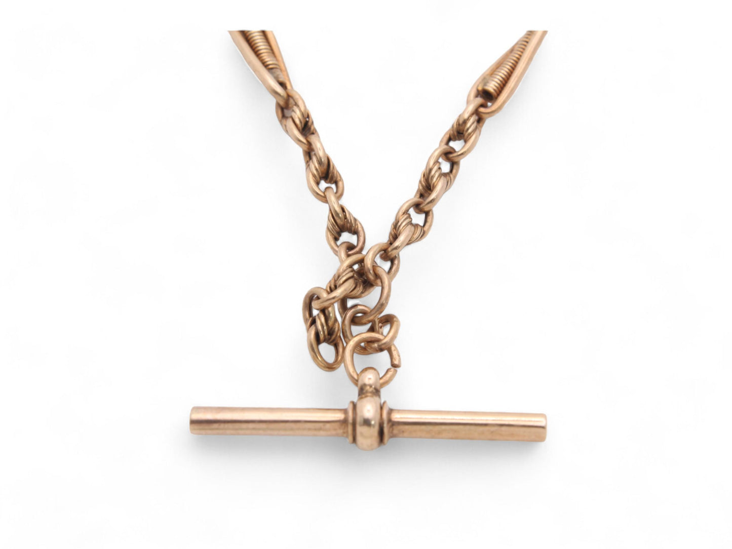 Antique 9ct Gold Trombone Lovers Knot Link Albert Watch Chain, 13.5"