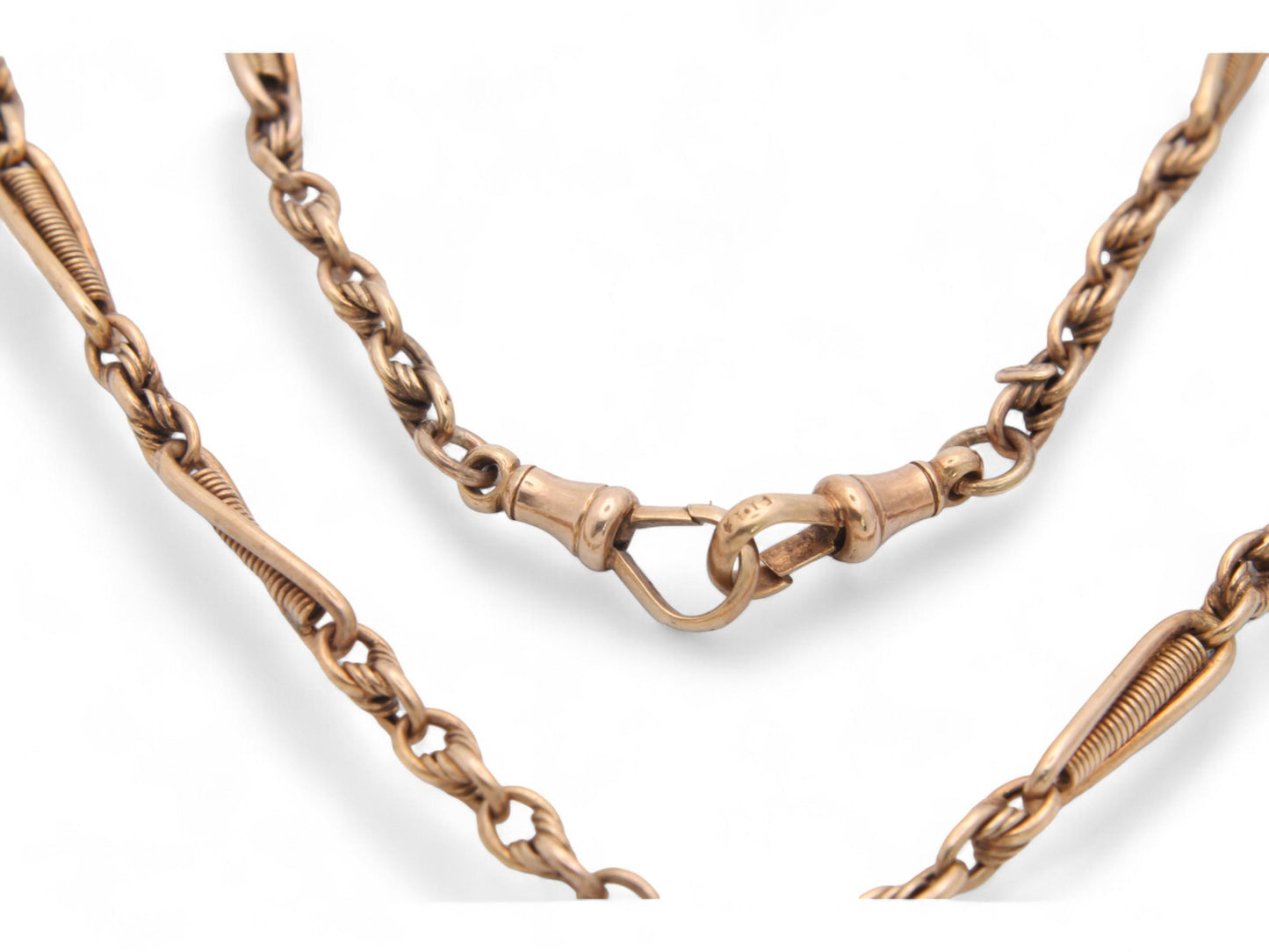 Antique 9ct Gold Trombone Lovers Knot Link Albert Watch Chain, 13.5"