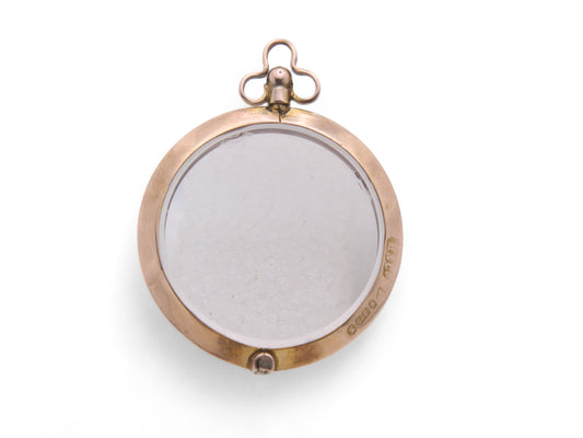 Antique 9ct Gold Glass Photo Locket Pendant
