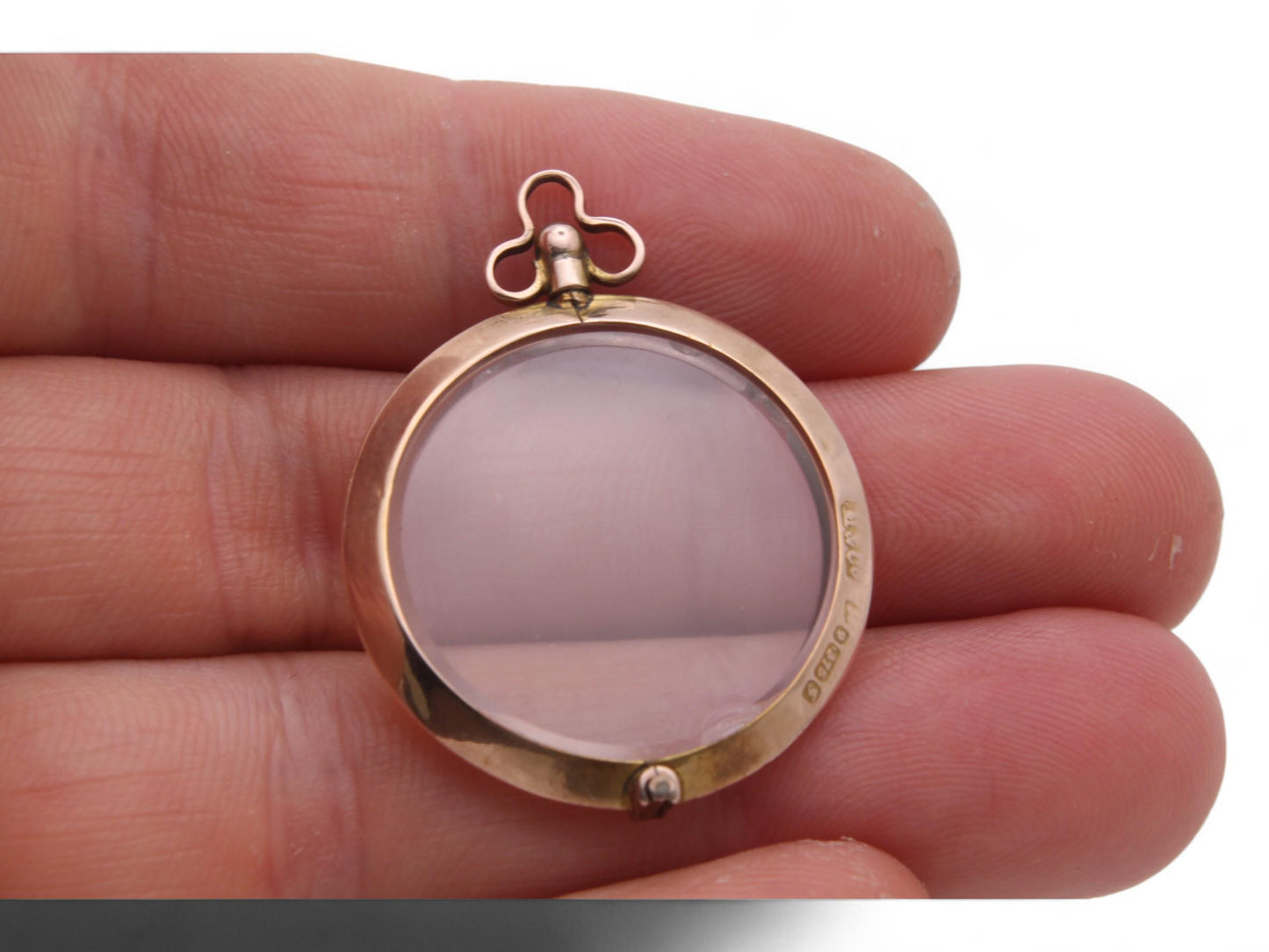 Antique 9ct Gold Glass Photo Locket Pendant