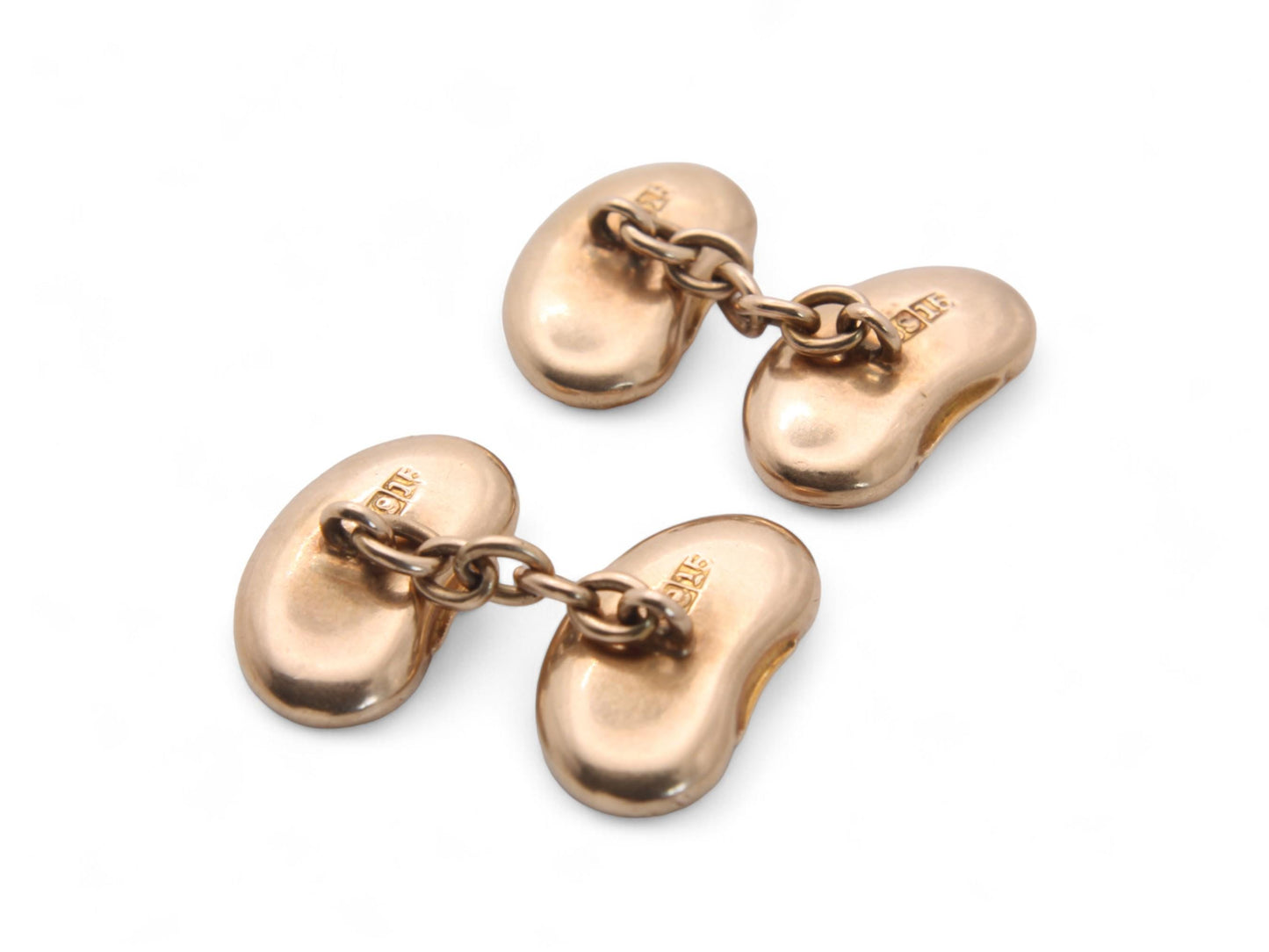 Antique 15ct Gold Chased Lucky Kidney Bean Cufflinks