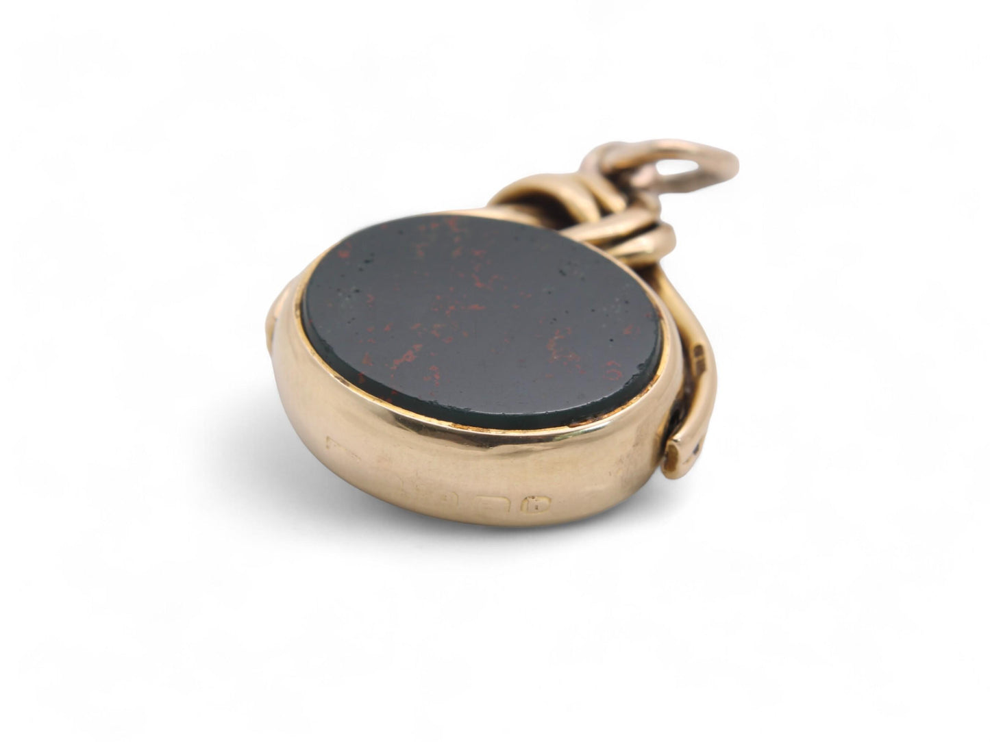 Antique 18ct Gold Bloodstone Carnelian Spinner Pendant, 1876