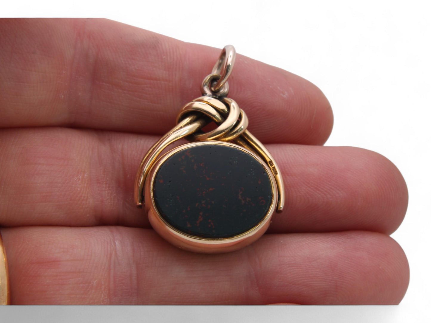Antique 18ct Gold Bloodstone Carnelian Spinner Pendant, 1876