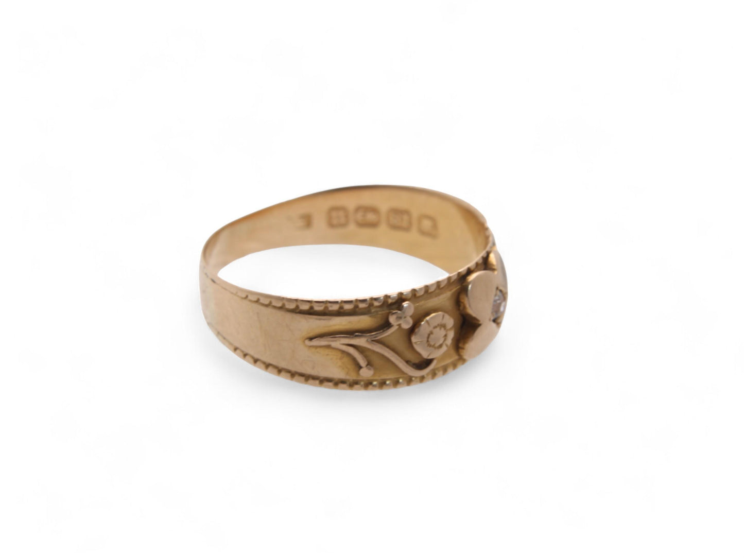 Antique 18ct Gold Diamond Flower Ring, 1894